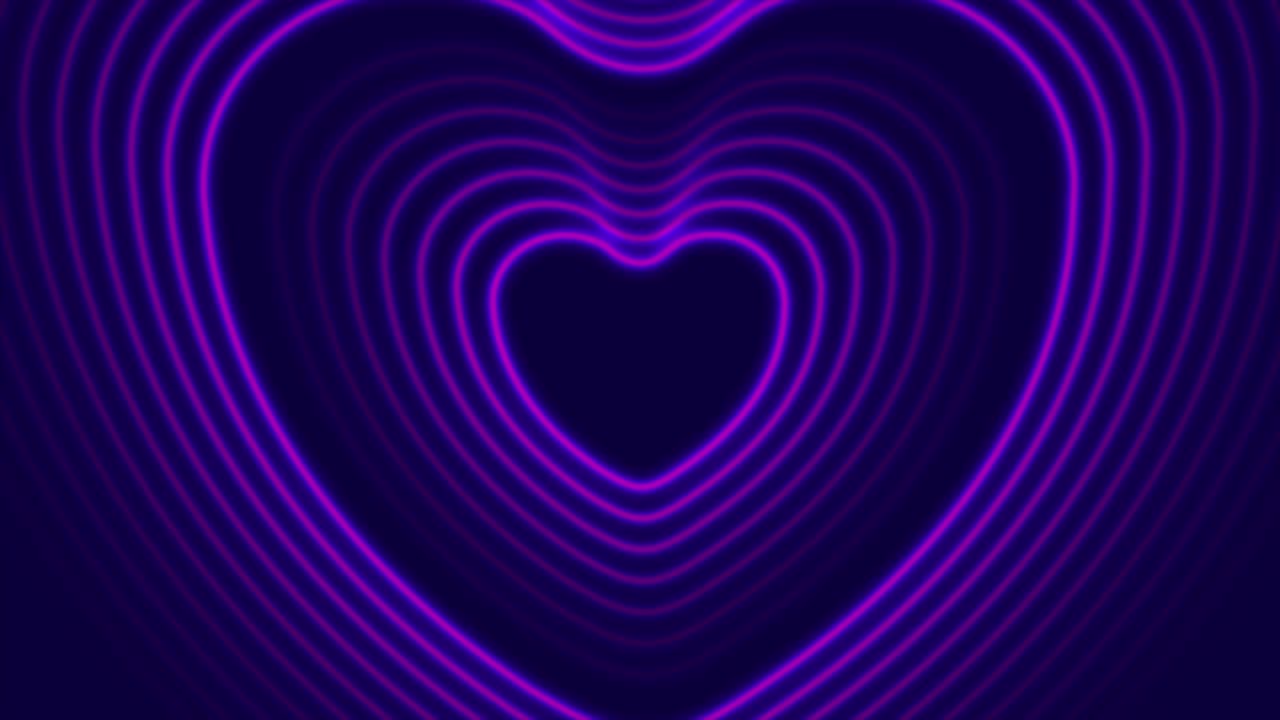 네온 보라색 빛나는 레이저 심장 모양 비디오 애니메이션