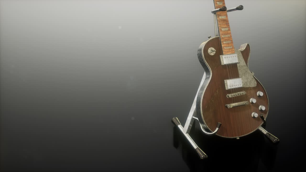 guitarra eléctrica de bucle en la oscuridad con luces brillantes