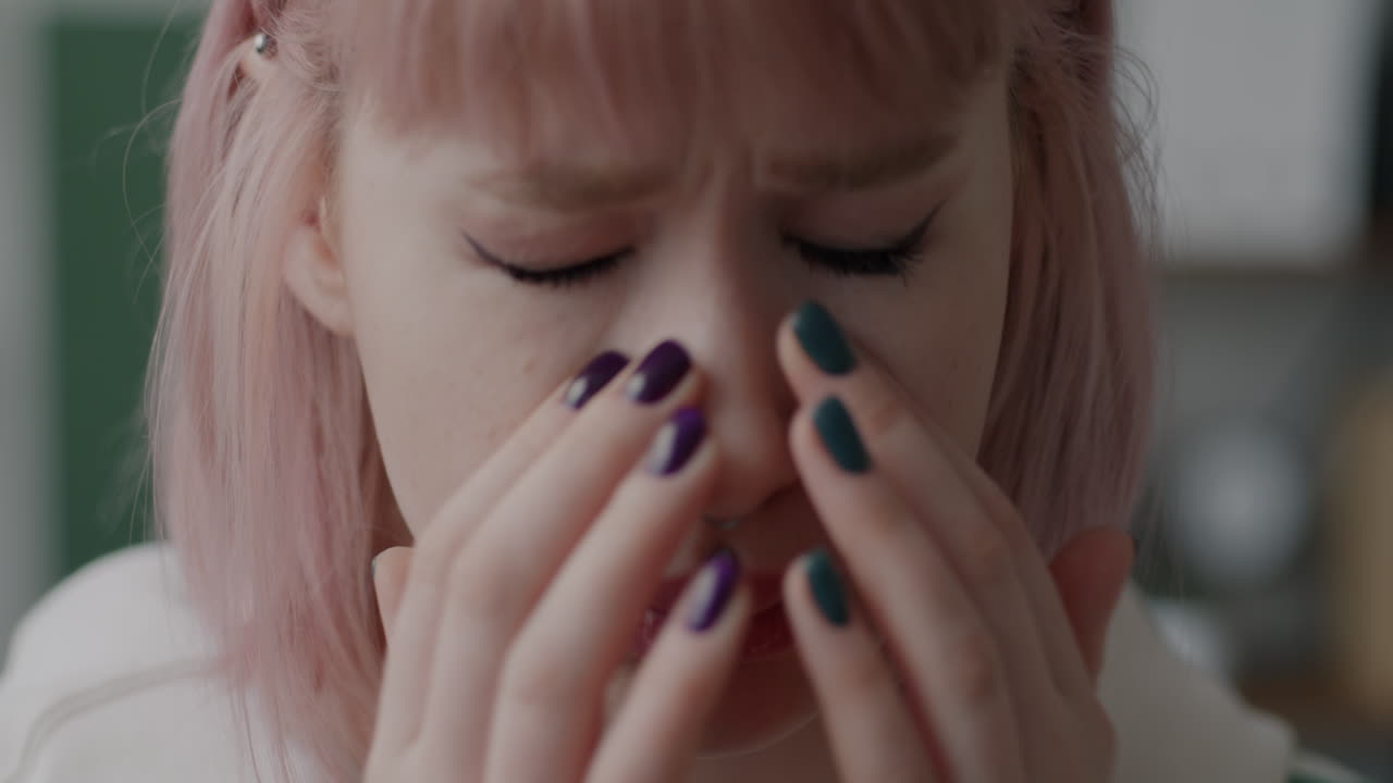 Close-up of a woman looking distressed
