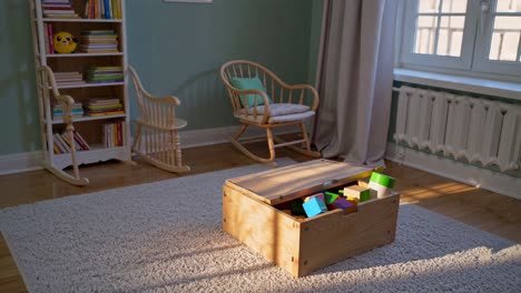 cozy kids playroom with wooden blocks