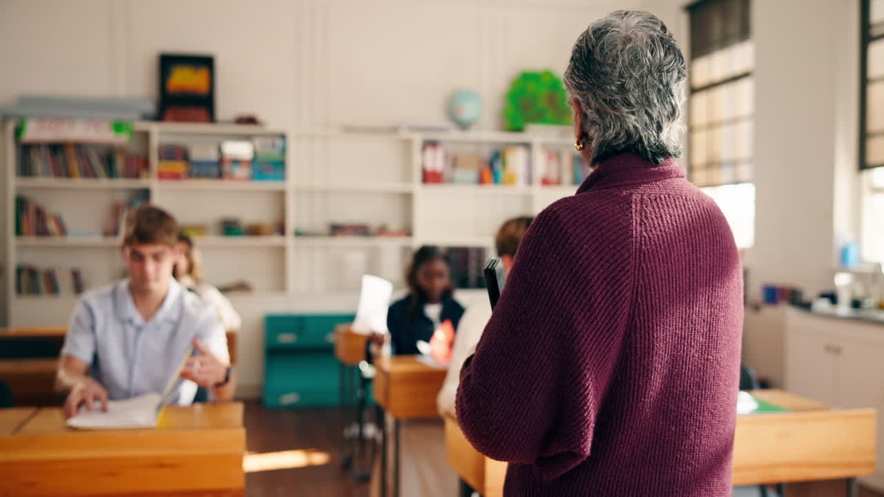 Classroom scene with teacher and students