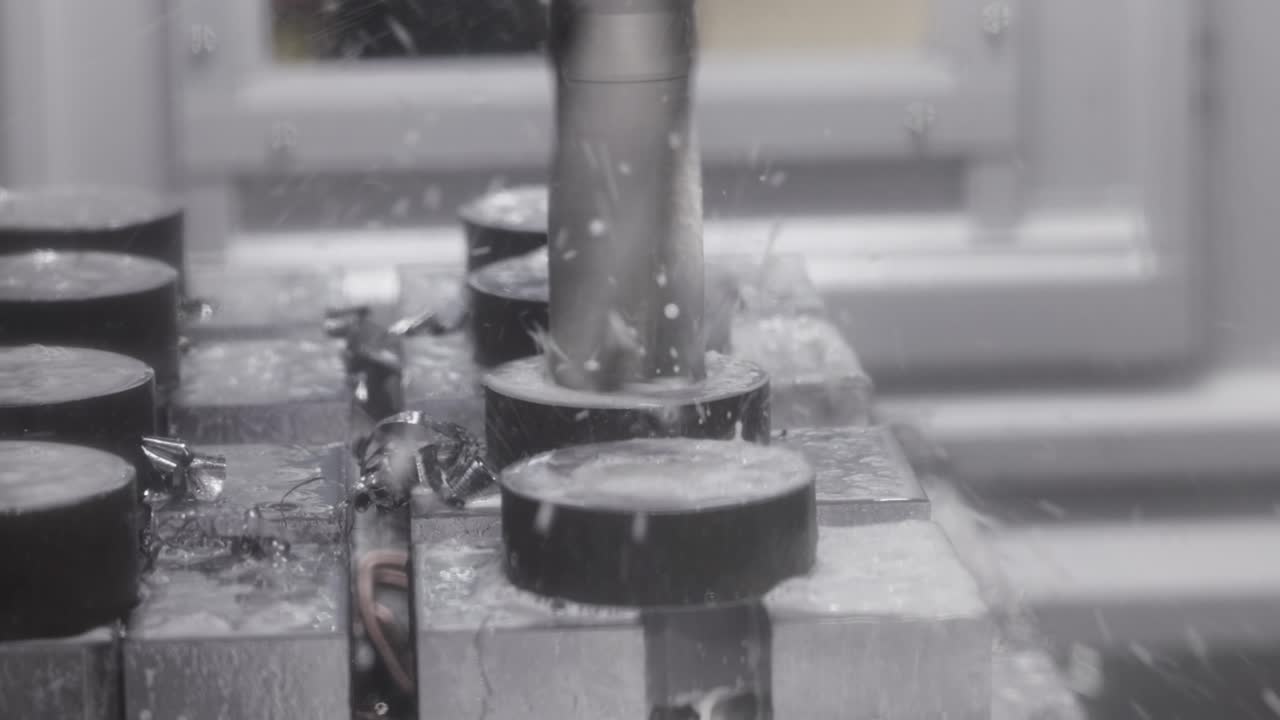 Fresatrice CNC per la lavorazione dei metalli. Taglio della moderna tecnologia di lavorazione del metallo.