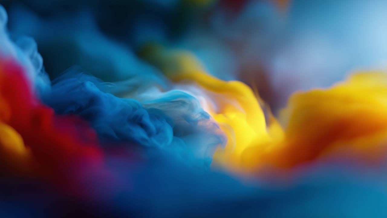 Un viaggio ipnotizzante attraverso vortici astratti e colorati e texture eteree in movimento, catturati in vibranti dinamiche fluide di pittura e luce.