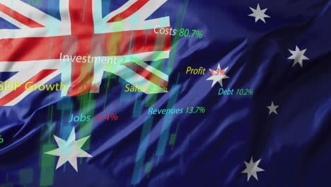 Animation-of-data-processing-over-flag-of-australia