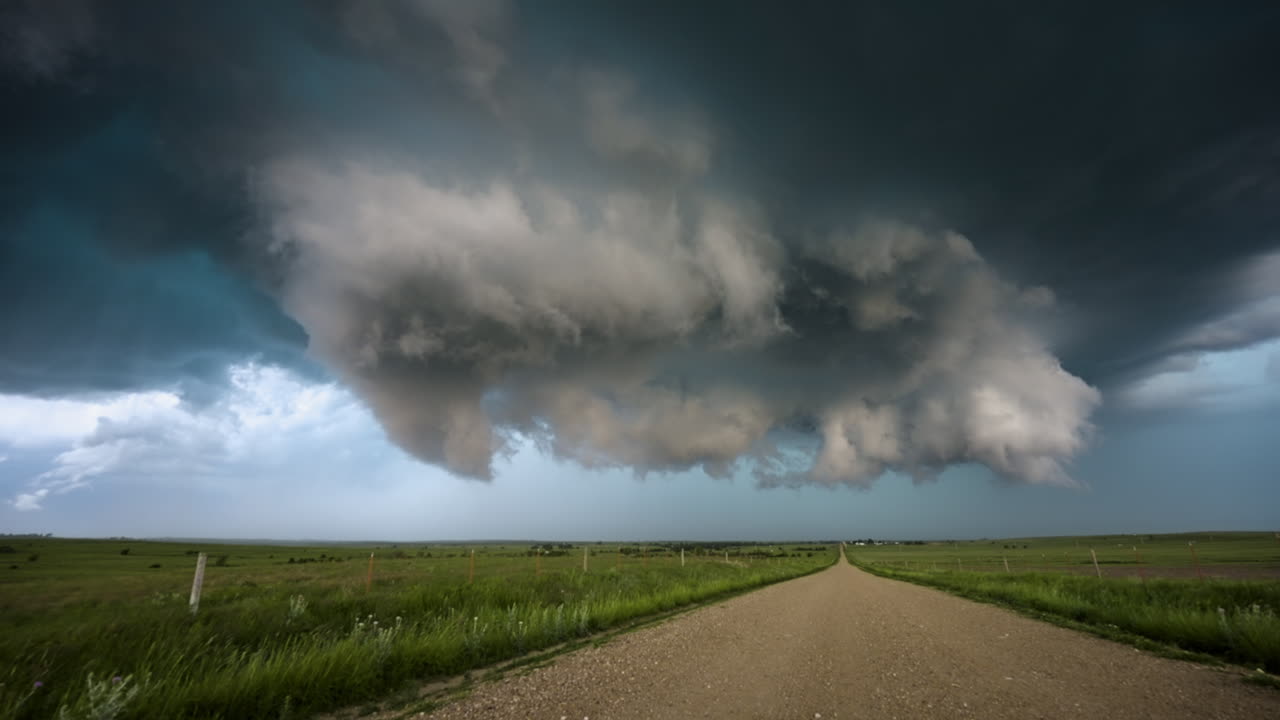 Approaching Dark Storm Cloud Ready To Produce Tornado
