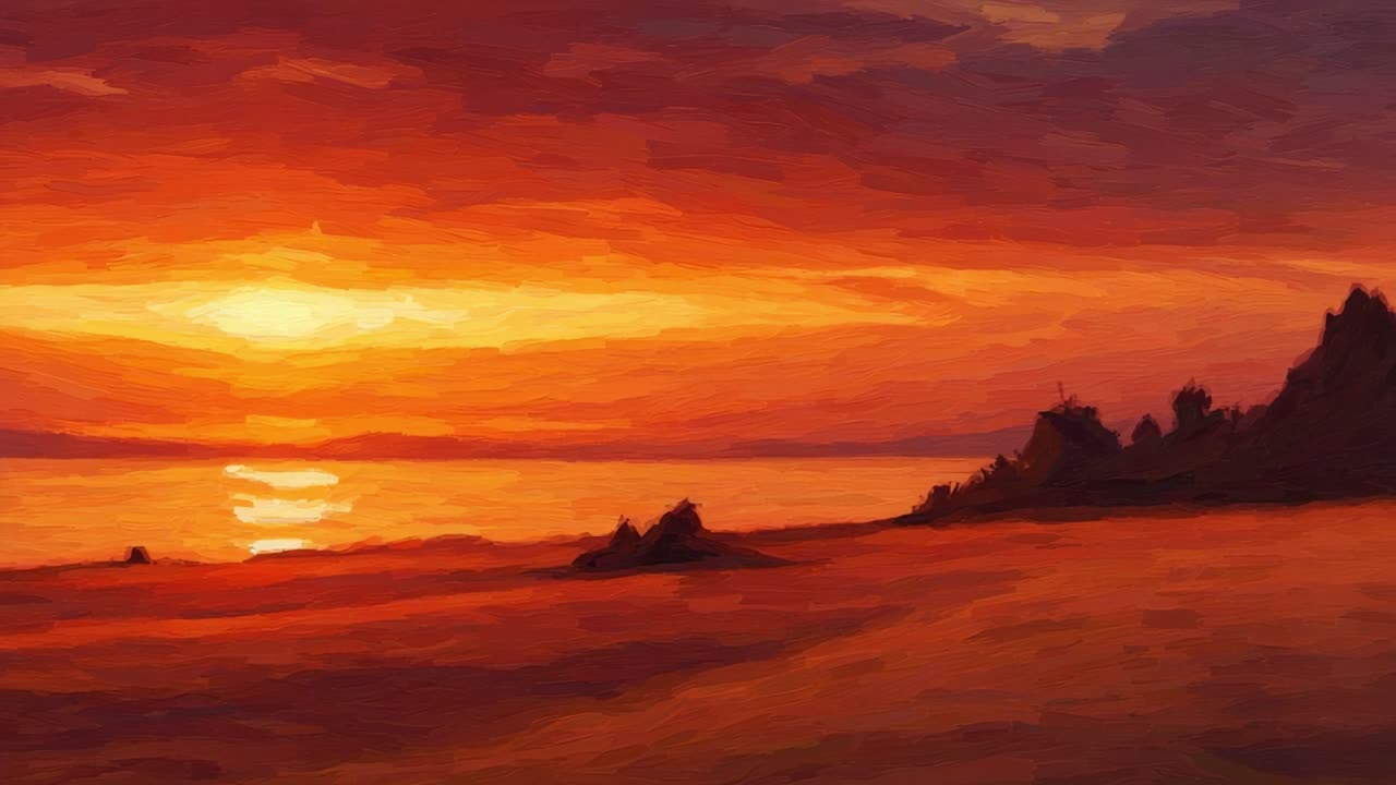 A Stunning Sunset Over Calm Waters: Captivating Colors and Tranquil Views Captured in Two Frames of Nature's Serene Beauty