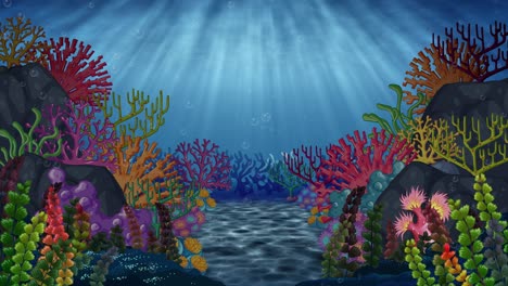 colorful animation of a diverse, bustling coral reef