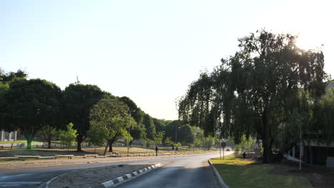 Wide-shot-of-a-suburban-street-in-Johannesburg,-South-Africa