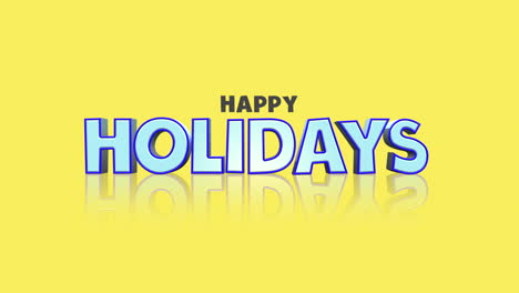 Happy-Holidays-text-festive-greeting-in-blue-and-yellow-letters-on-yellow-background