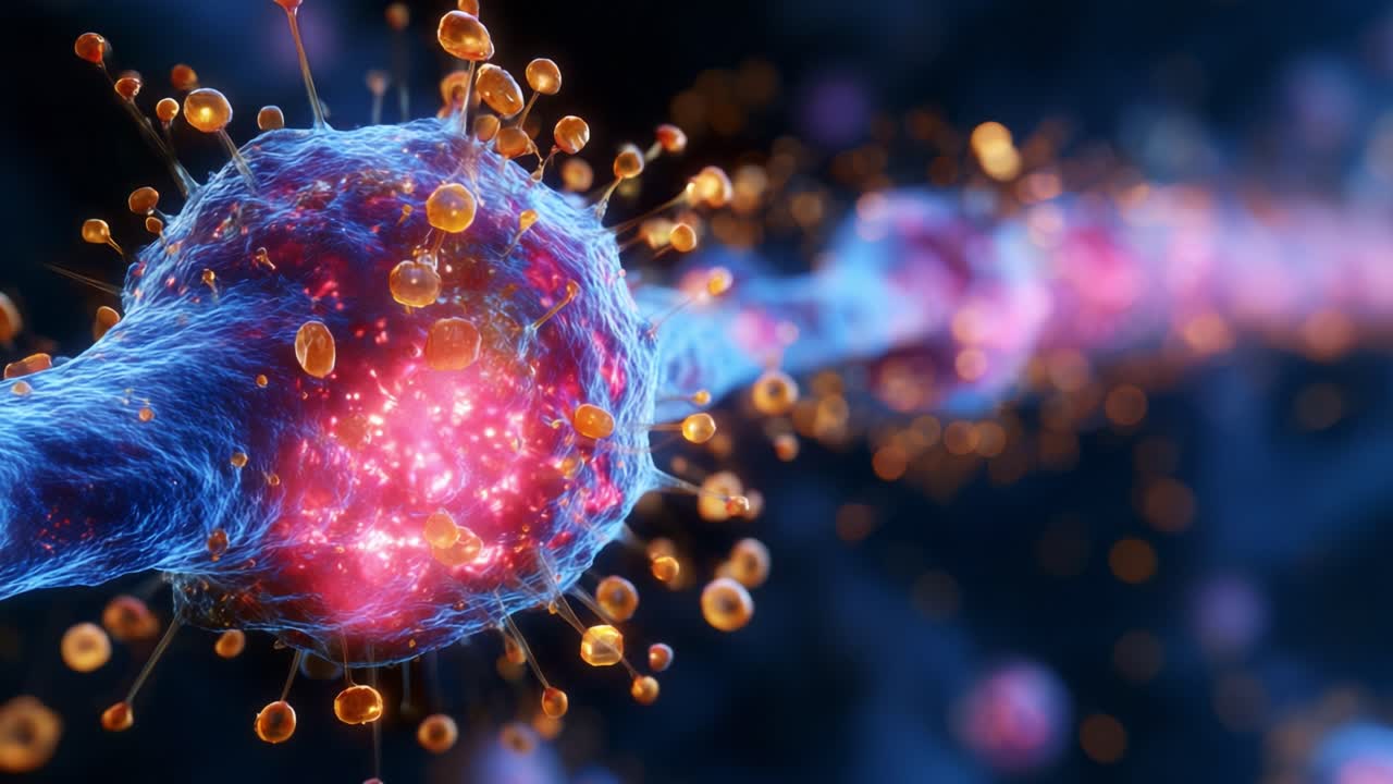 Dynamic Cellular Interaction: A Stunning Visual Representation of a Cell Surrounded by Viruses, Highlighting the Intricacies of Microbial Life and Cellular Defense Mechanisms