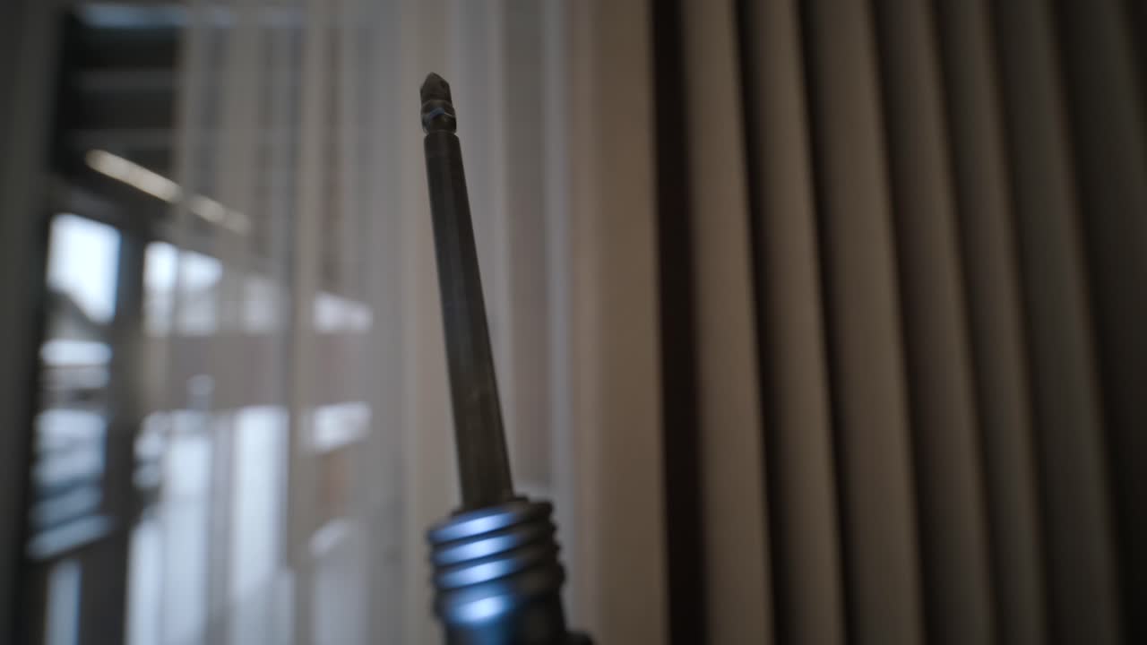 Close-up View of a Spinning Drill Bit