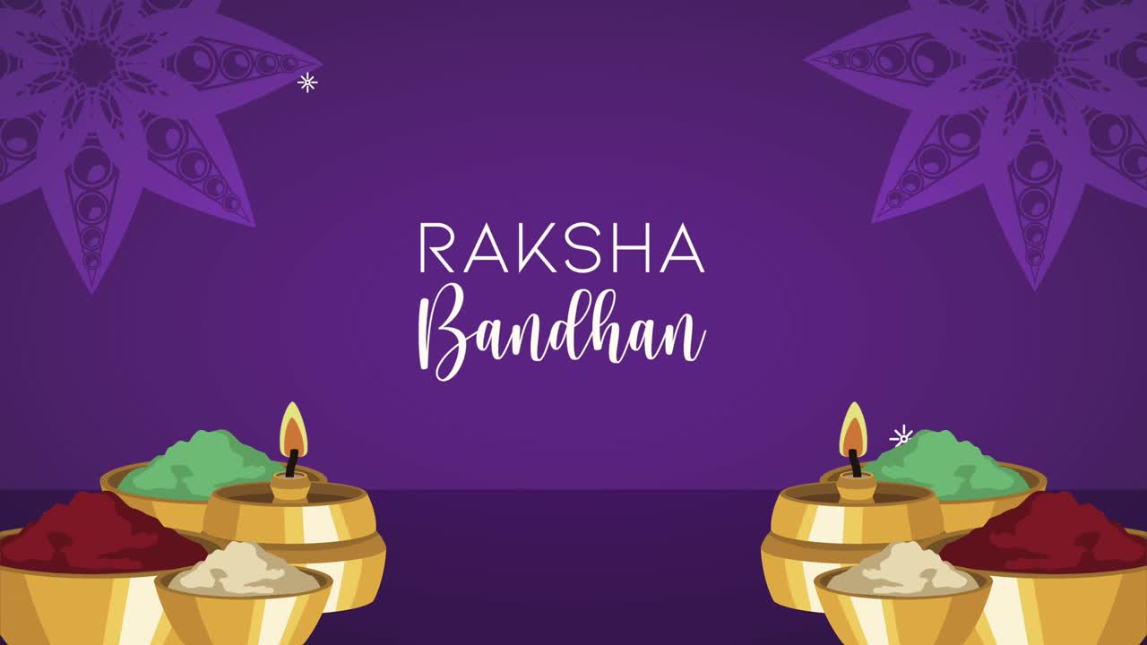 celebración de raksha bandhan letras con polvos colores y velas