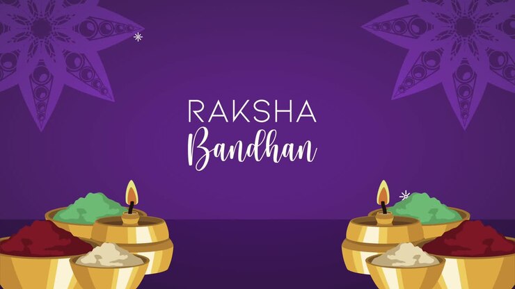 celebrazione del raksha bandhan lettere con polveri colori e candele