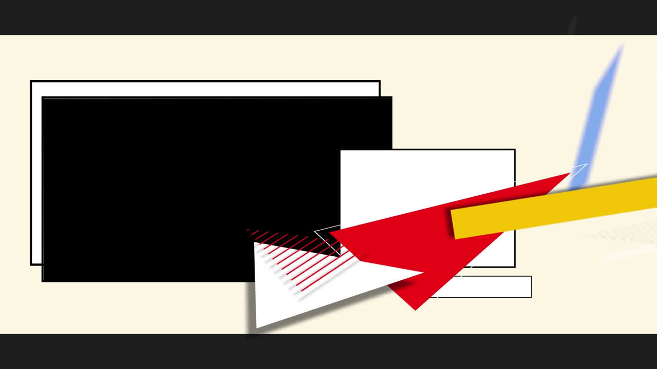 animación de formas geométricas con panel negro y rectángulos de espacio de copia, en beige