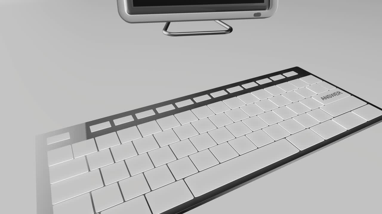 concepto de clave de respuesta 4k animación 3d azul y cromo