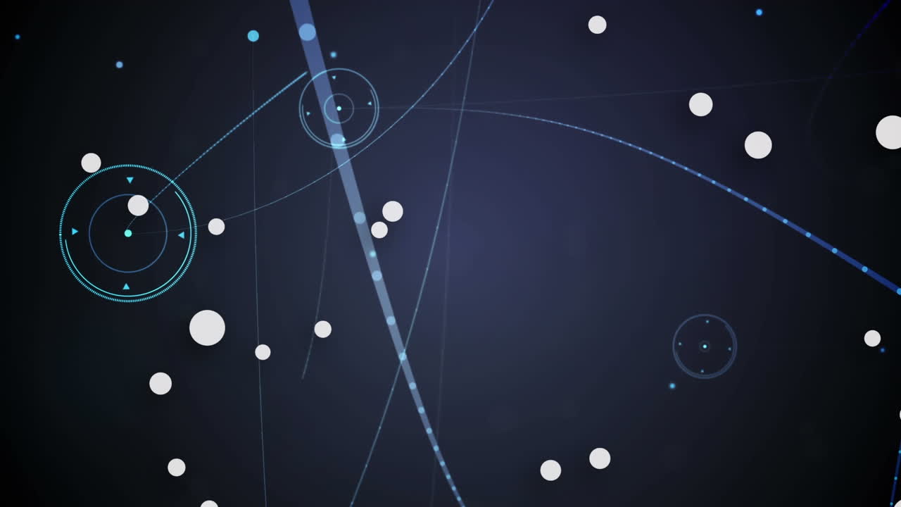 animación digital de múltiples puntos contra la red de conexiones y punto de luz sobre fondo azul