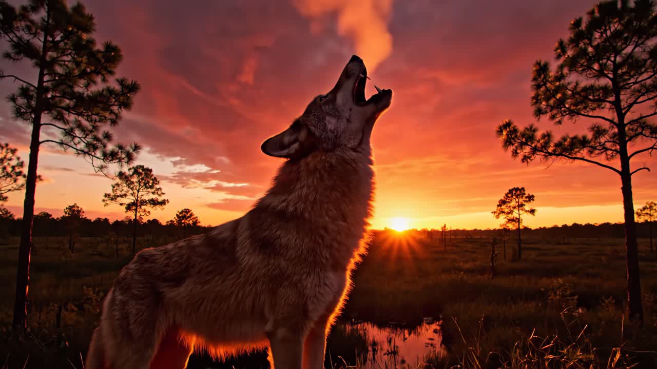 Coyote Howling at Sunset