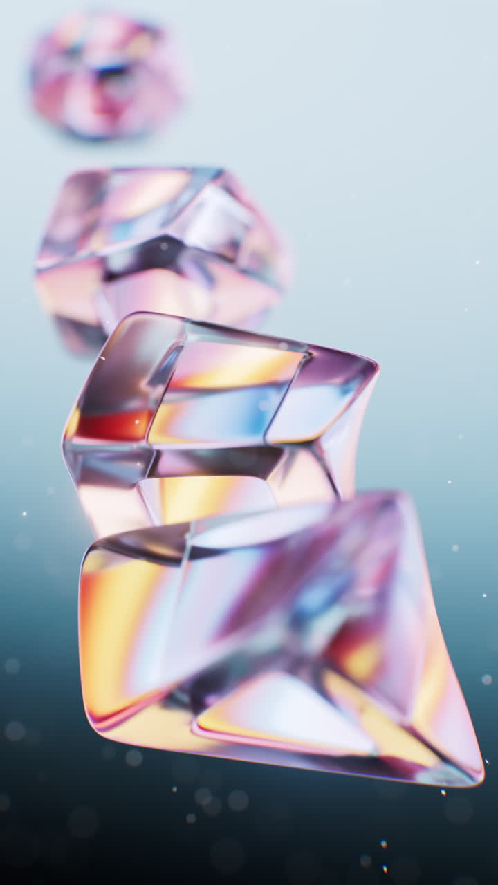 Abstract transparent glass gem background, 3d rendering