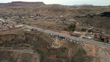 La-Verkin,-Utah-along-State-Route-17---aerial-flyover