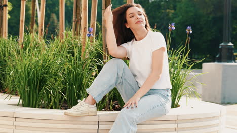 woman relaxing in a park