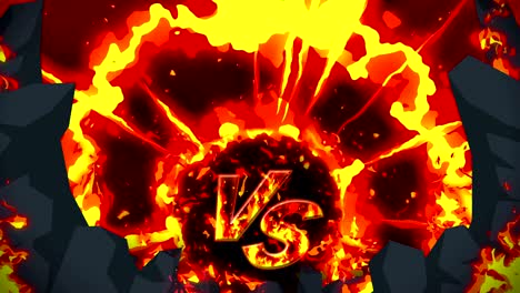 cartoon fire animation. flame loop background. competition. battle game. versus icon. vs icon.