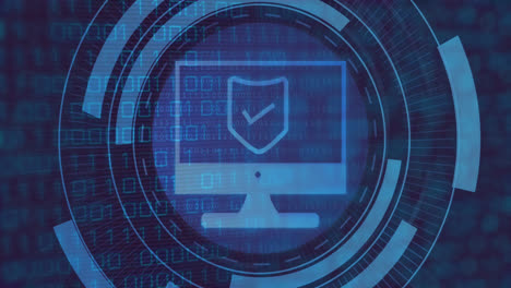 animation of computer icon over data processing