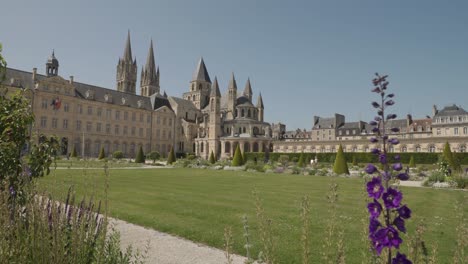 view of abbaye aux hommes and the city hall of caen, normandy