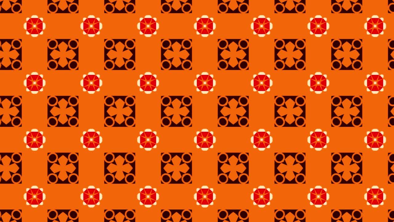 el patrón transparente de colores naranja, rojo y negro con animación de diapositivas de elementos dorados