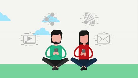 personas de dispositivos medios sociales
