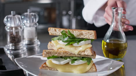 deli cheese sandwich with olive oil