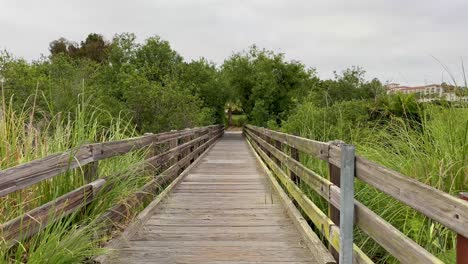 un puente peatonal cerca de una playa del sur de california