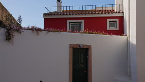 wooden door of typical building in portugal