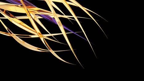 abstract sharpen twist crystal moving around  core crystals isolated on black  background. 3d rendering.