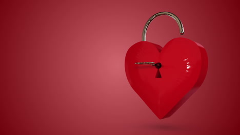 key opening a heart lock with valentines message