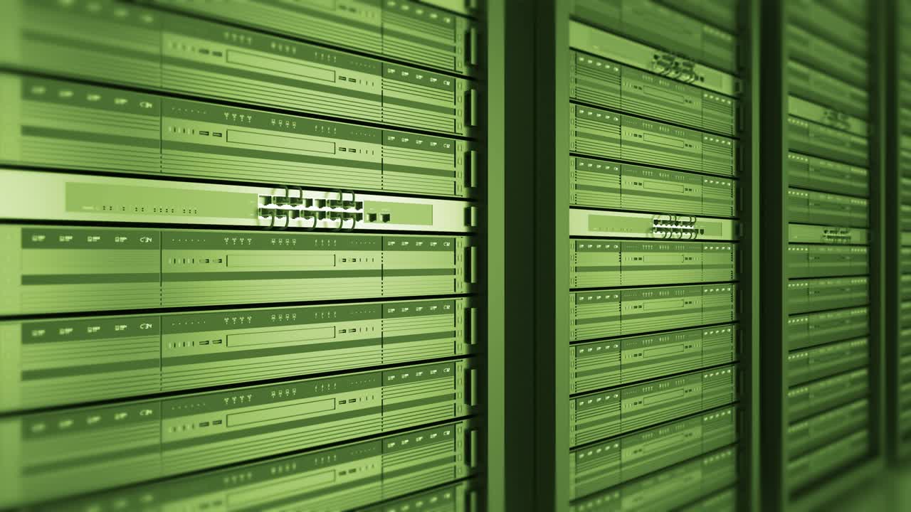 cerrar los racks de servidores en un centro de datos moderno. bucle sin fisuras.