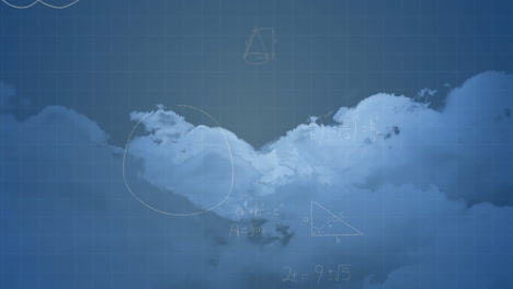 animation of mathematical equations over clouds