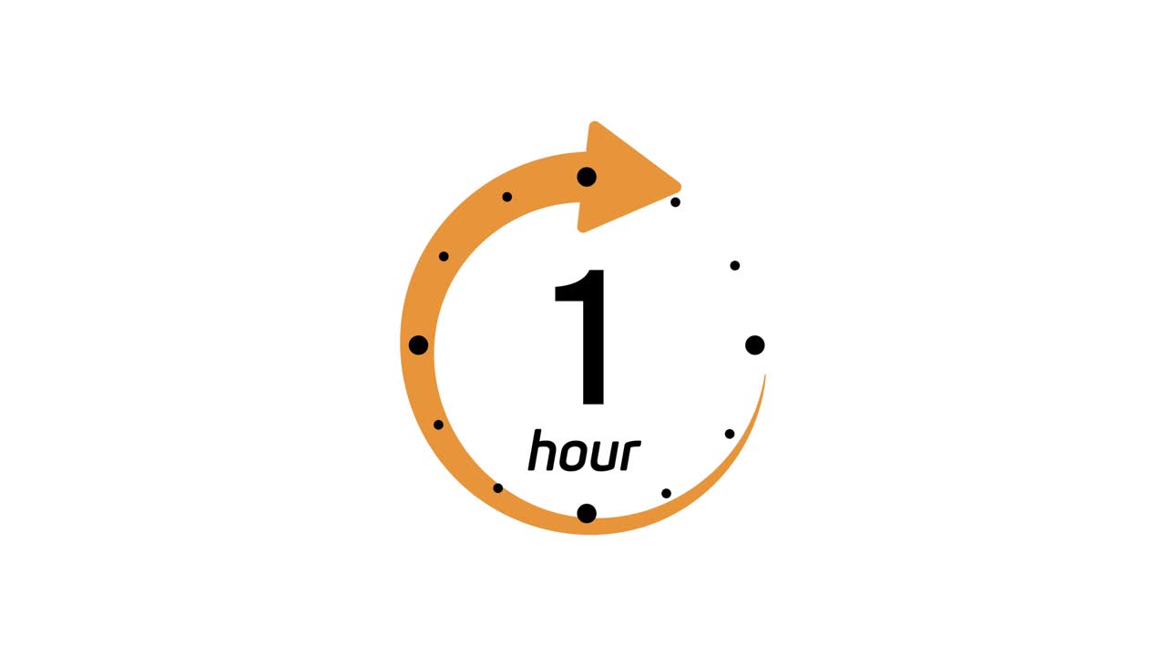 Clock 1 hour icon isolated on white background. 1 hour service symbol ...