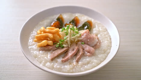 pork congee or porridge with pork bowl