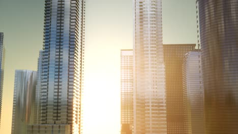 business skyscrapers at sunset