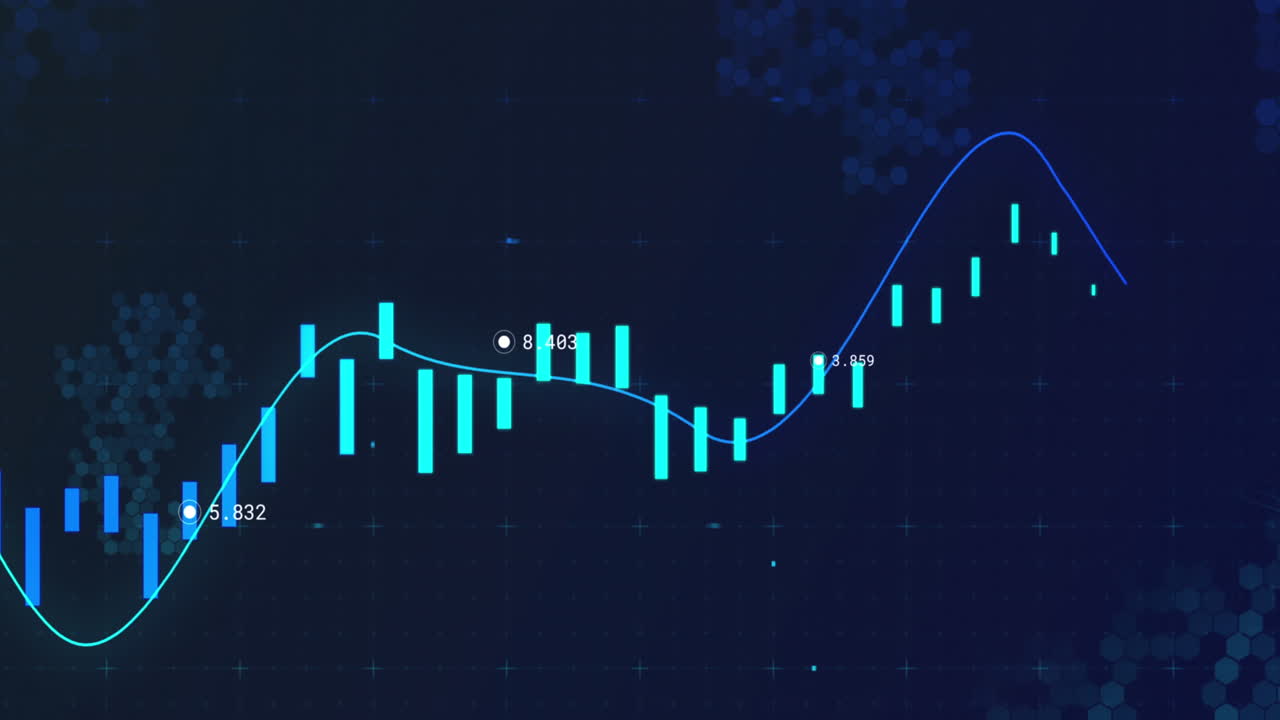 Animation of financial data processing over black background | Premium ...