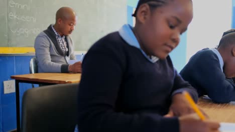 schoolkid studying in the classroom at school 4k
