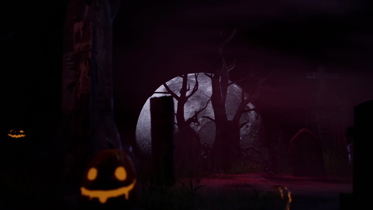 할로윈 밤 배경 애니메이션, 4k 비디오