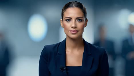 portrait of a confident businesswoman in a blue suit