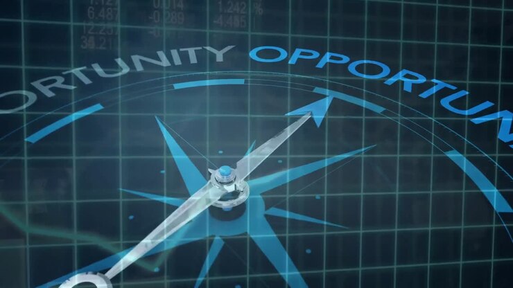 Opportunity compass over financial and statistic data.
