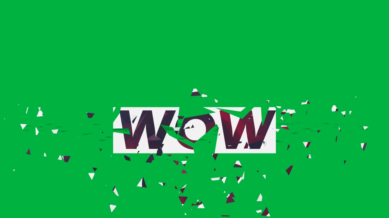 Testo WOW su striscione che si sgretola su sfondo nero