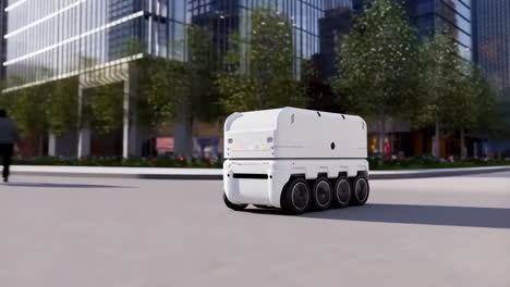 autonomous delivery robot navigating a city street