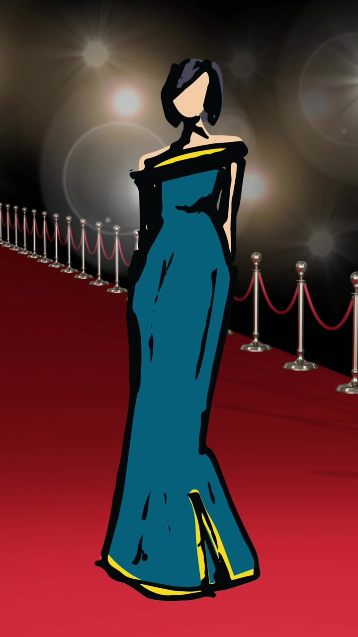 Animation af et førsteplads-trofæ ved en oplyst prisuddelingsceremoni for vindere på den røde løber.