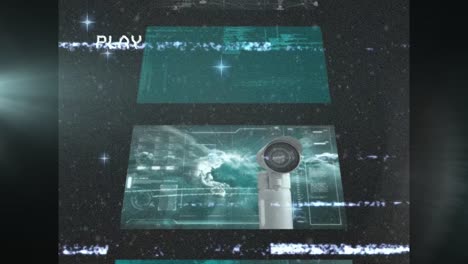 animación de interferencia sobre pantallas digitales y puntos de luz