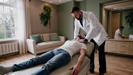 doctor examining patient in modern clinic