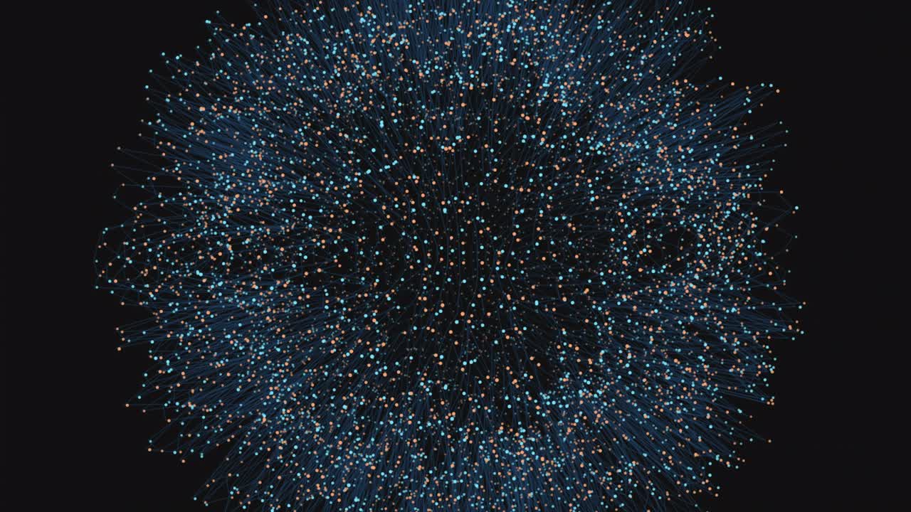 movimiento neón colorido puntos y líneas en el espacio oscuro